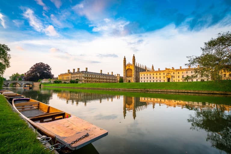 Beautiful view of Cambridge city on the River Cam